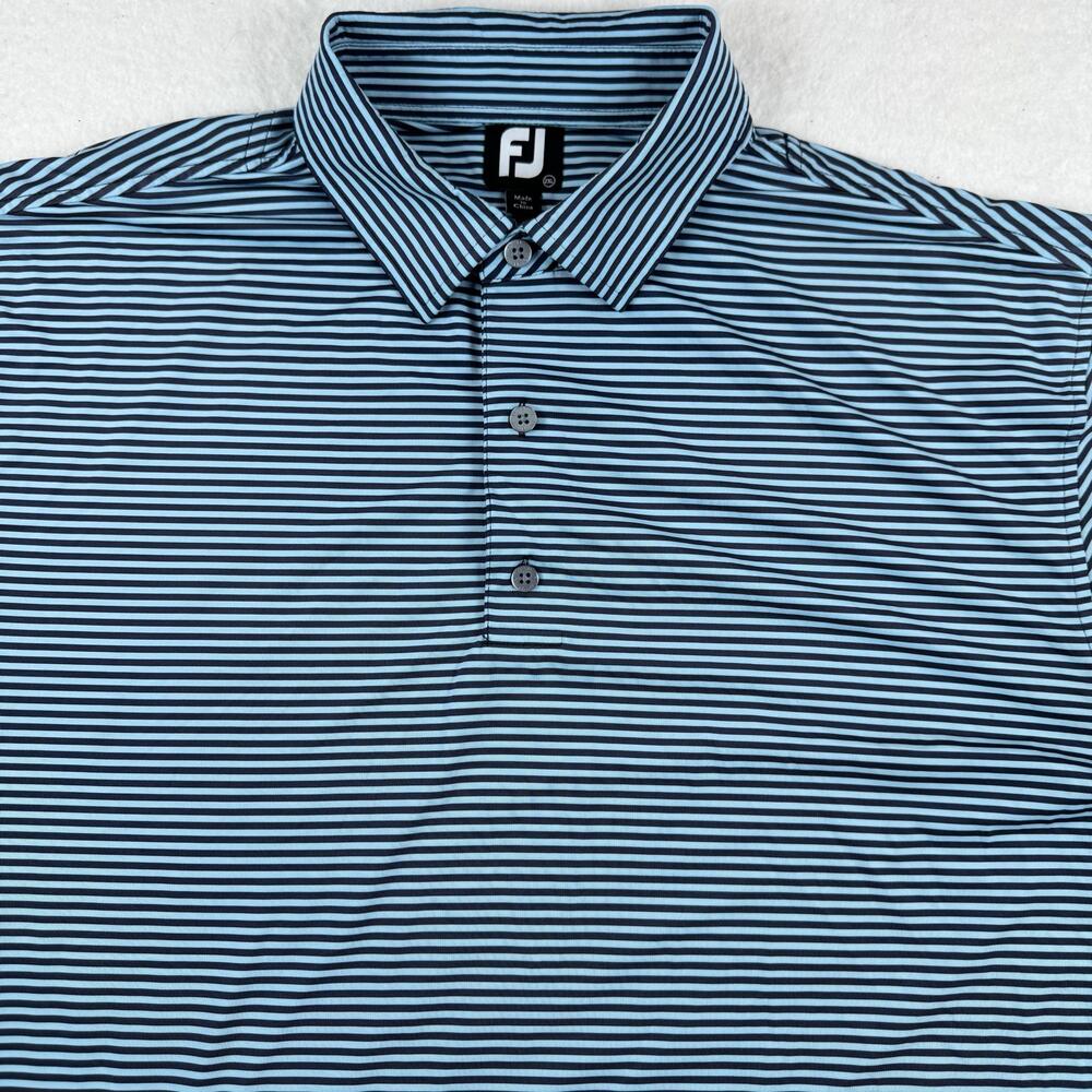 FootJoy Polo Shirt Mens Size 2XL Blue Striped Golf Stretch Performance Summer
